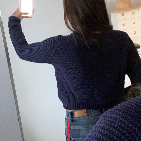 Navy/Indigo Cropped Sweater - Picture 3 of 4